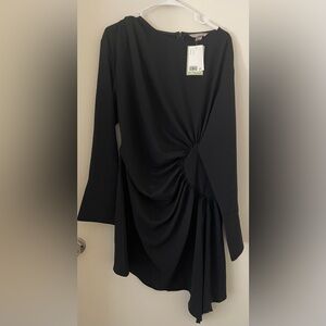 H&M Black Draped Crepe Dress